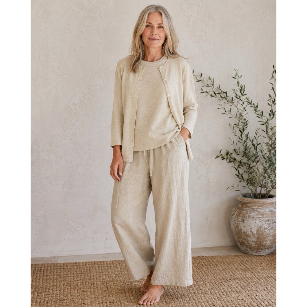 Peter Hahn Cashmere Twin set Cream Pullover & Cardigan Vintage Size US 10
